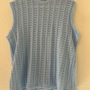 Vintage Sky Blue Textured Sleeveless Top